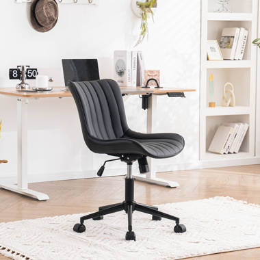 Black faux leather online desk chair